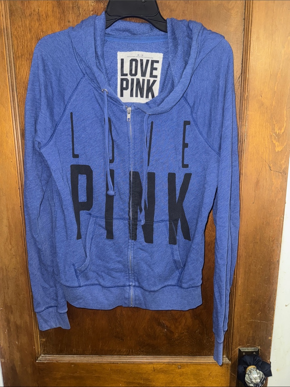 PINK Victoria's Secret purple/blue 'LOVE PINK' Zip Hoodie